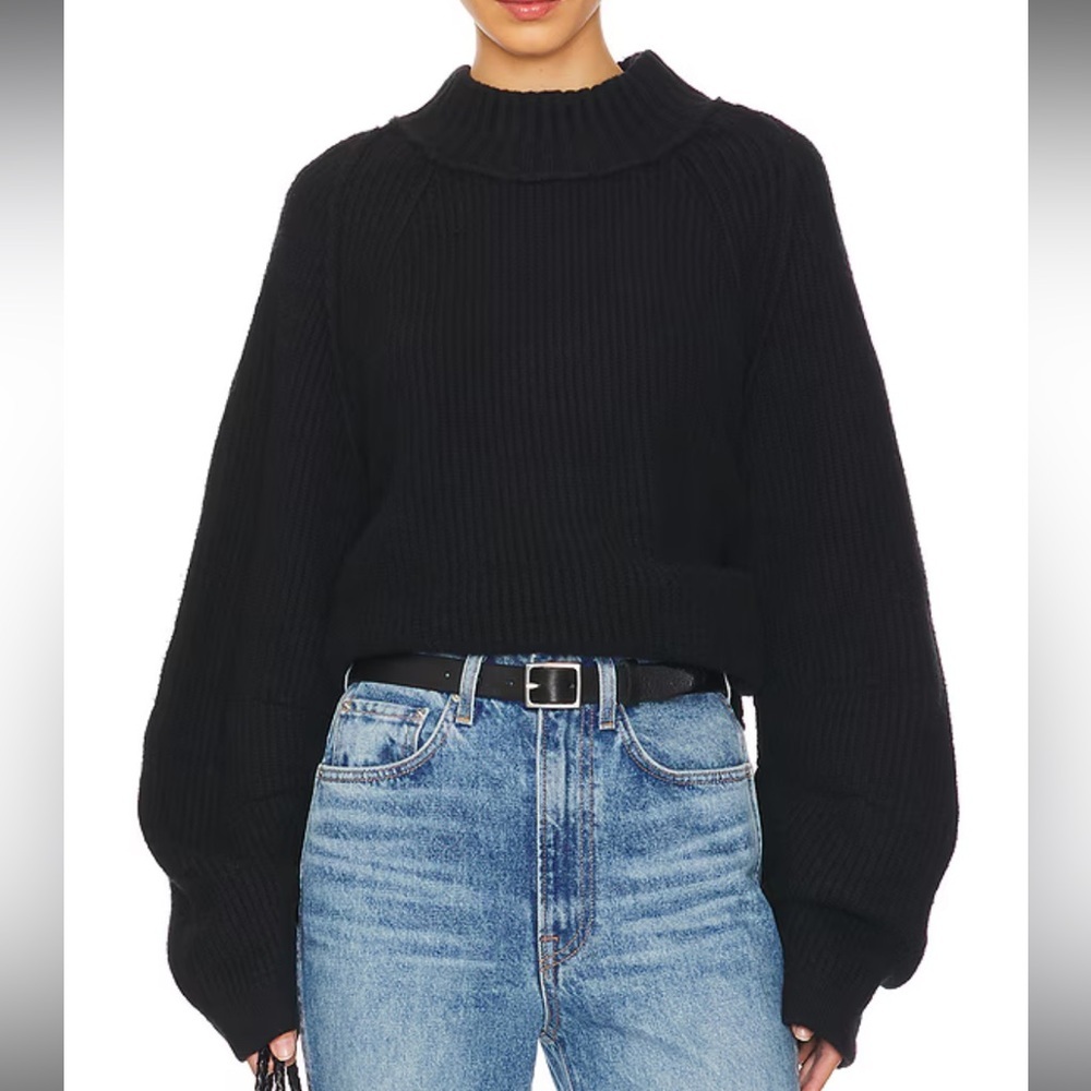 NWOT Free People Black Sunbeam Oversize Turtleneck Sweater